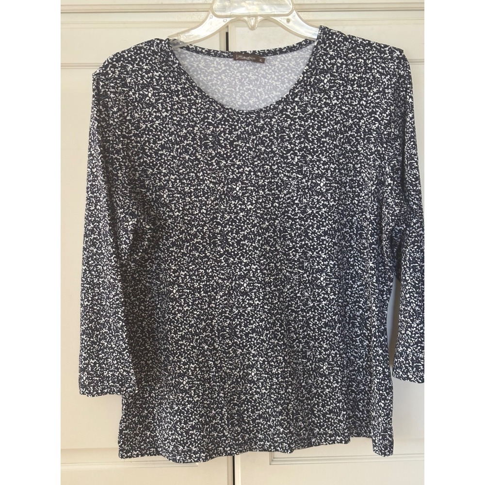 J.McLaughlin Women XL Black White Abstract Print Catalina Cloth Long Sleeve Top
